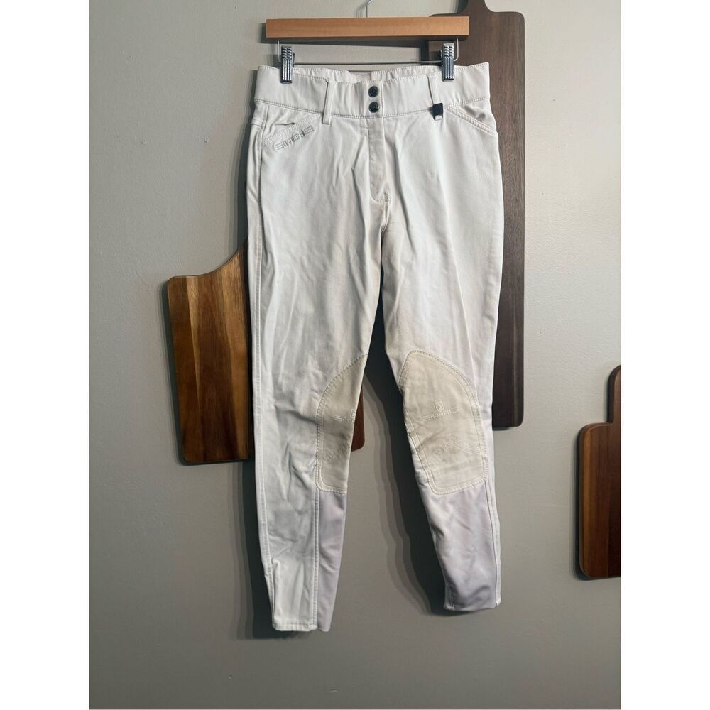 Romfh White Flat Front Stretch Equestrian Riding Show Breeches Pants Size 26‎